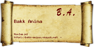 Bakk Anina névjegykártya